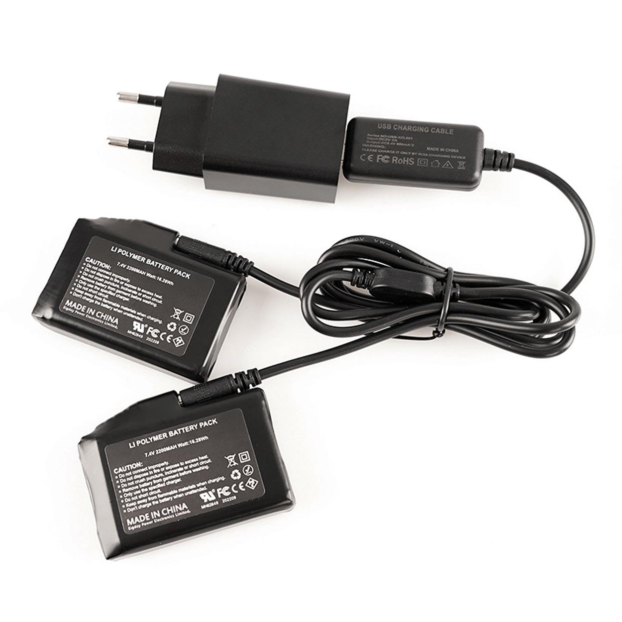 Bild von 7,4 V 2.200 mAh Li-Po-Akkus inkl. Dual-Ladegerät mit EU-Stecker